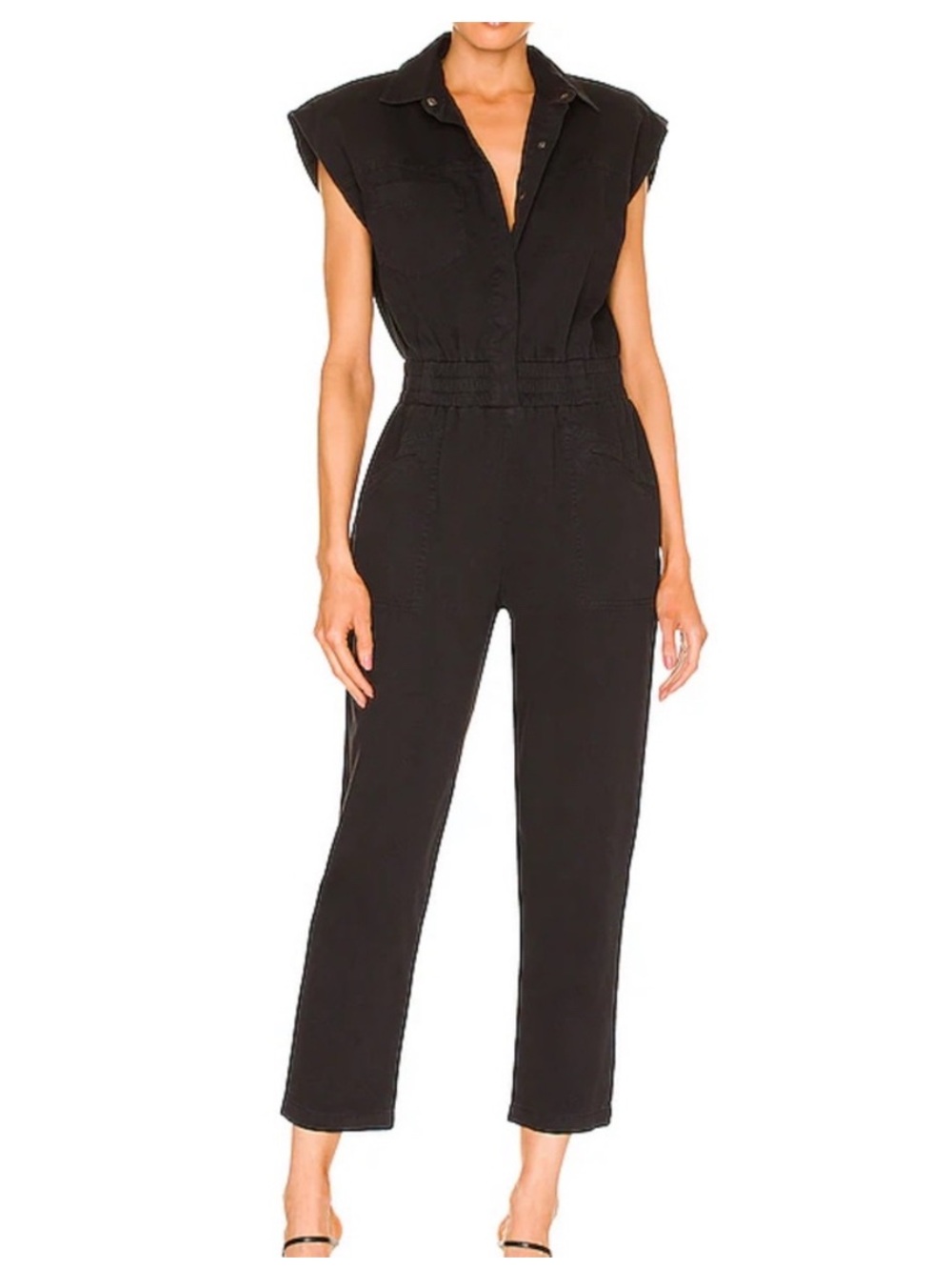 🖤Pistola Rosie Shoulder-Padded Jumpsuit — 100% Cotton